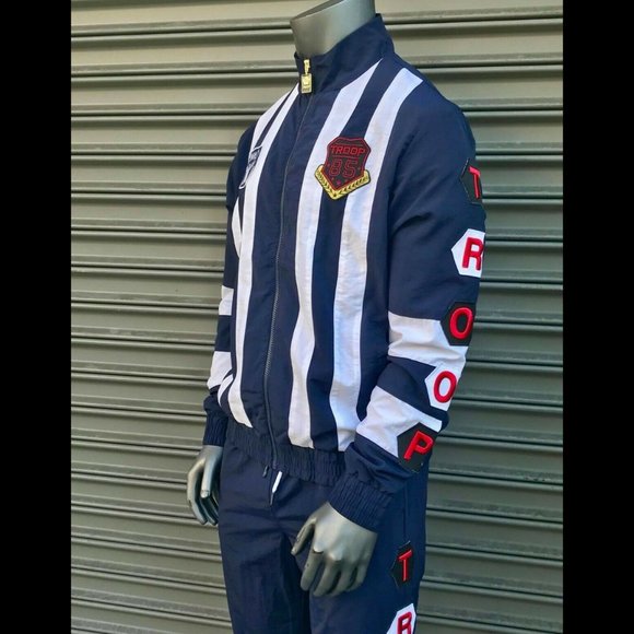 Men's Troop Navy White Windbreaker Tracksuit - Picture 2 of 6